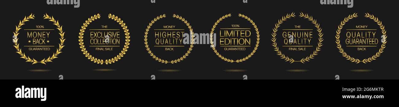 Limitiertes Labelset mit goldenem Lorbeerkranz in limitierter Auflage Stock Vektor