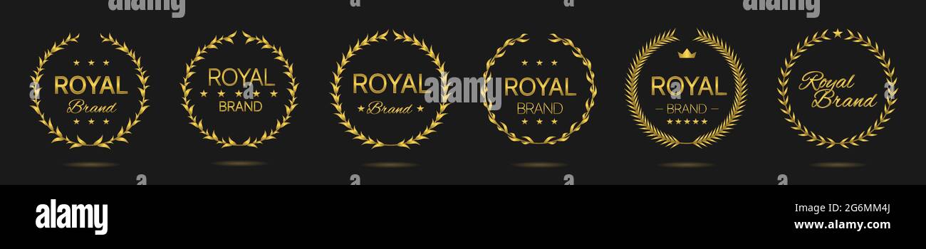 Royal Marke Golden Lorbeerkranz Label-Set Stock Vektor