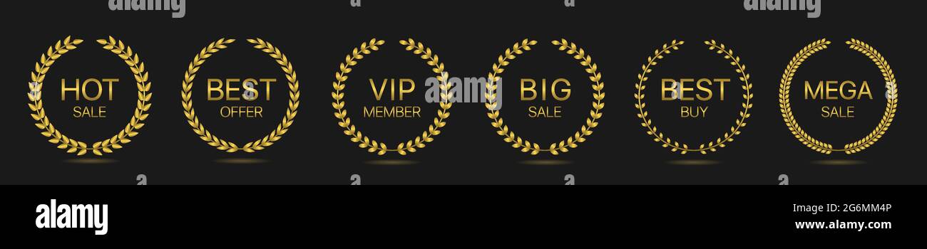 Bestes Angebot Goldener Lorbeerkranz-Labelset Stock Vektor