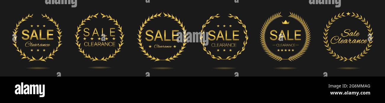 Sonderangebote Goldener Lorbeerkranz-Labelset Stock Vektor