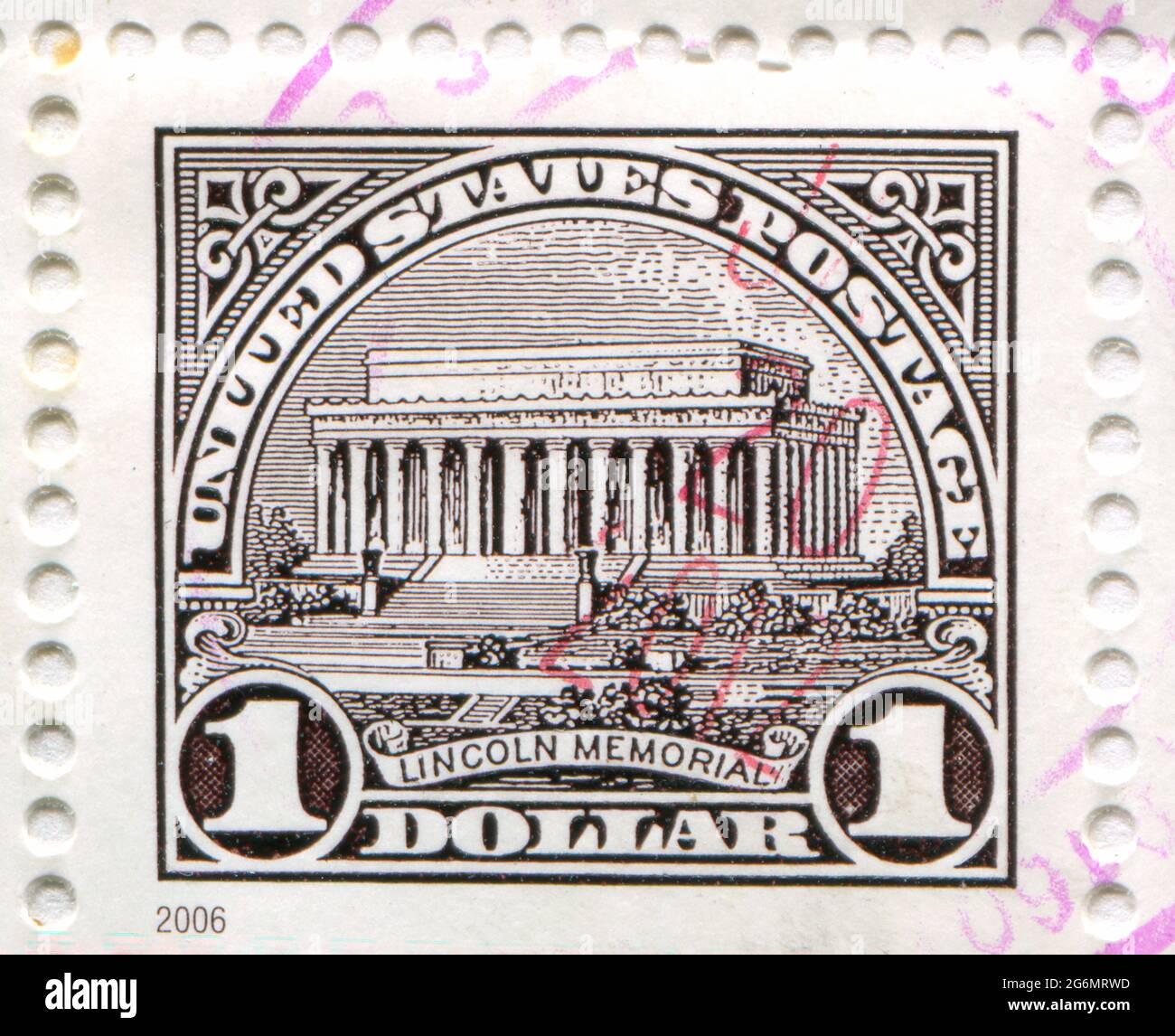 USA - UM 2006: Briefmarke gedruckt von USA, zeigt Lincoln Memorial, um 2006 Stockfoto