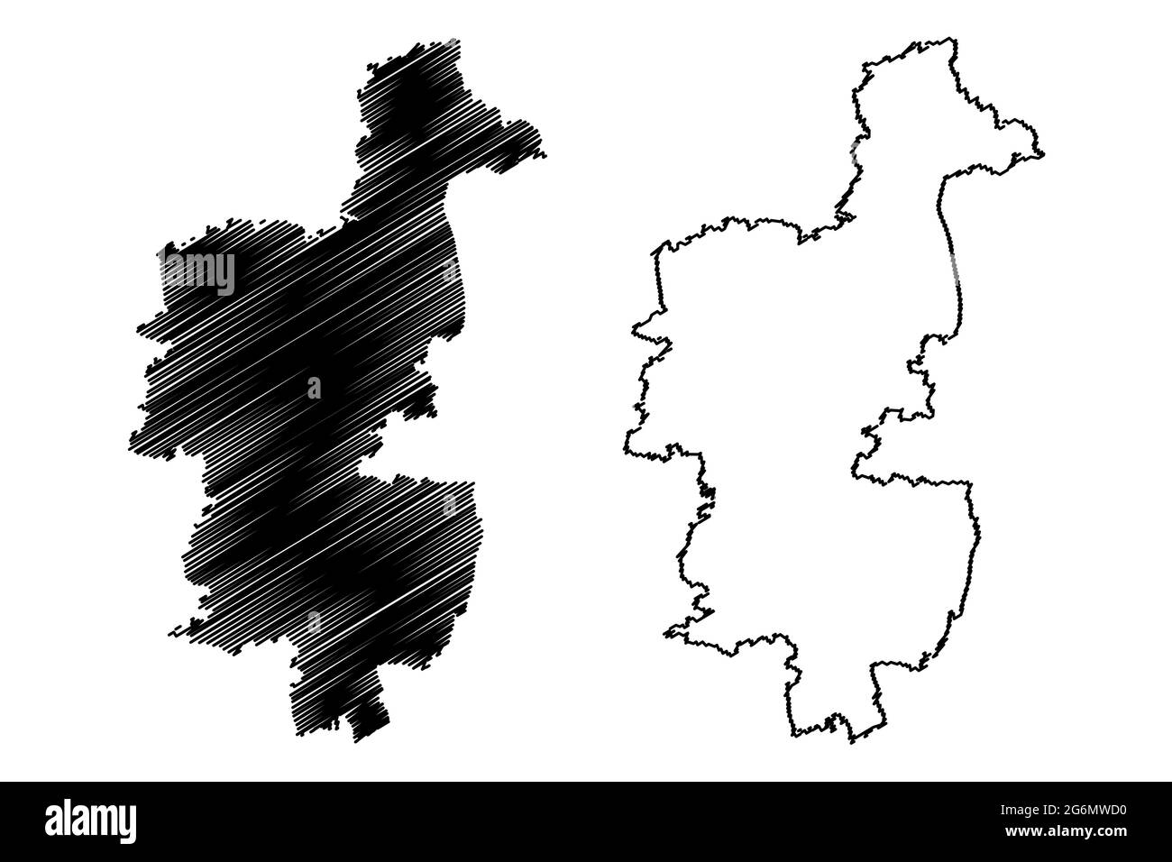 Landkreis Augsburg (Bundesrepublik Deutschland, Landkreis Schwaben, Freistaat Bayern) Kartenvektorillustration, Scribble-Skizze Augsburg-Karte Stock Vektor
