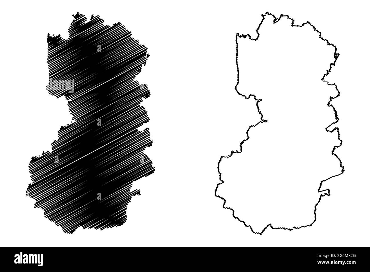 Landkreis Bad Tolz-Wolfratshausen (Bundesrepublik Deutschland, Landkreis Oberbayern, Freistaat Bayern) Kartenvektordarstellung, Kritzelei Stock Vektor