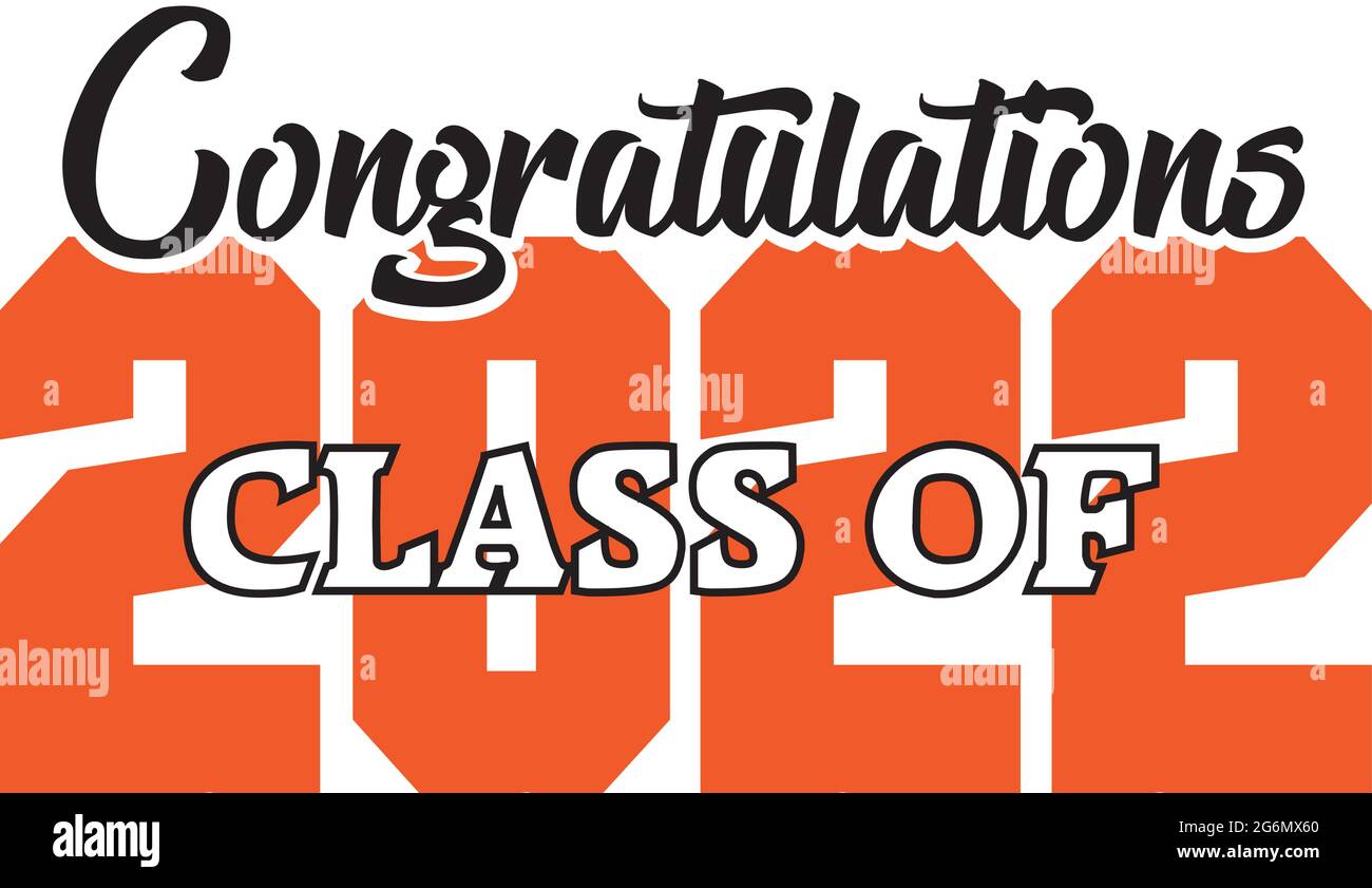 Gratulation Class of 2022 Orange and Black Graphic Stock Vektor