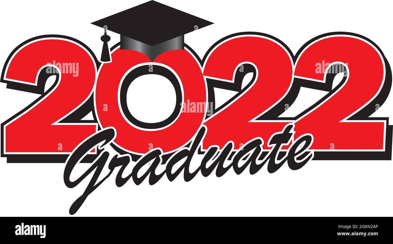 2022 Graduate Red und Black Stock Vektor