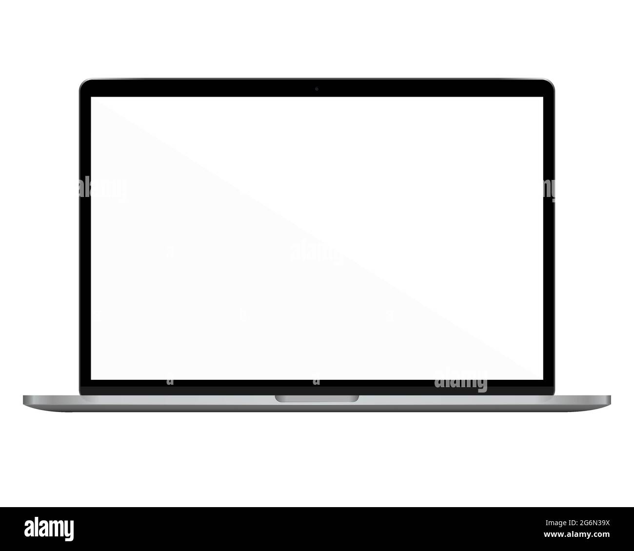 Vektorgrafik in flachem Stil Laptop-PC mit Platz für Ihre Nachricht auf weißem Bildschirm. Stock Vektor