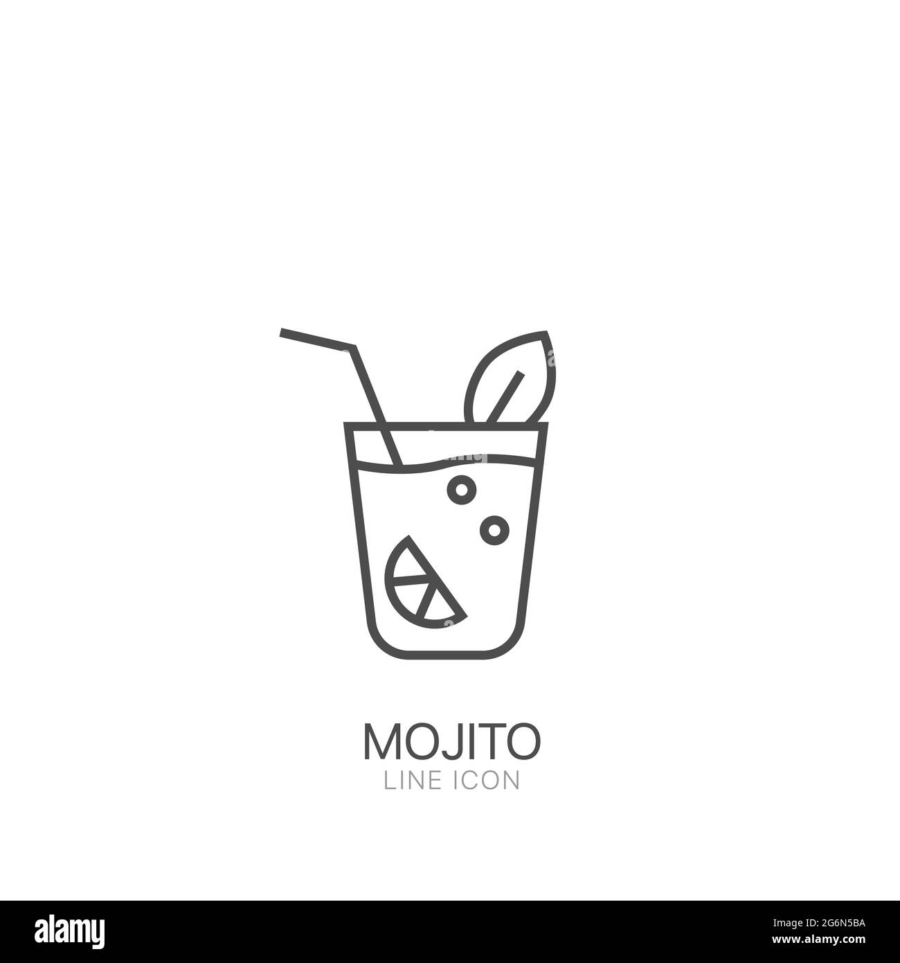 Mojito-Vektorsymbol. Bearbeitbarer Strich Schwarzes Mojito-Symbol für dünne Linie Stock Vektor