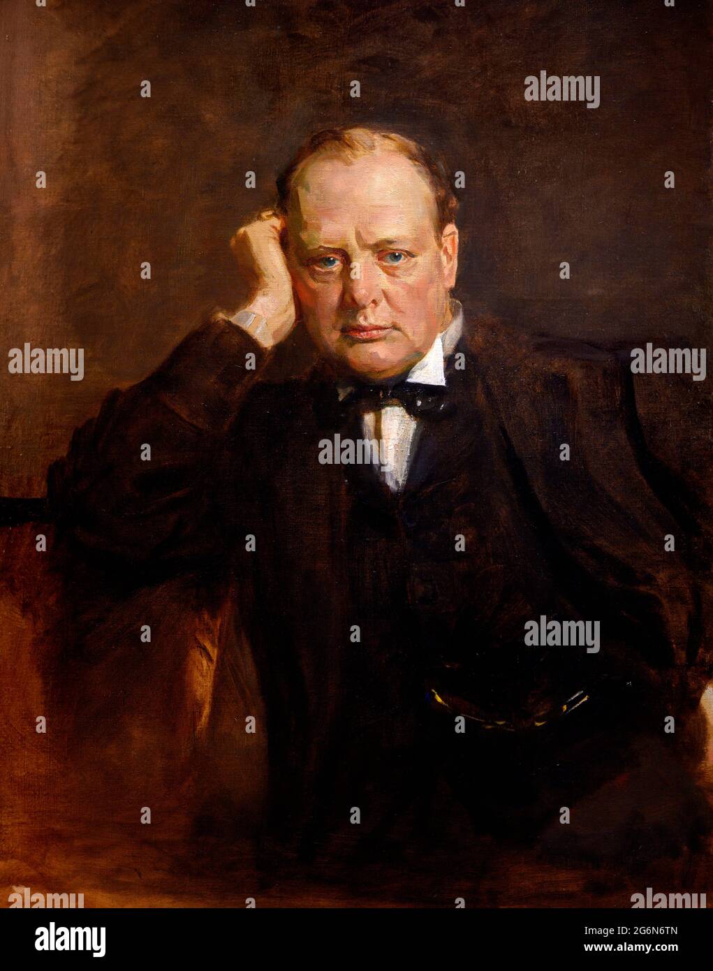 Winston Churchill. Porträtmalerei des britischen Premierministers Sir Winston Churchill (1874-1965) von Sir James Guthrie (1859-1930), Öl auf Leinwand, ca. 1919-21 Stockfoto
