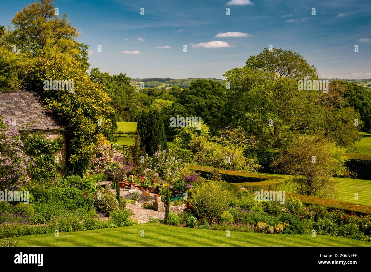 Eine farbenfrohe Ecke in Milton Lodge Gardens, bei Wells, Somerset, England Stockfoto