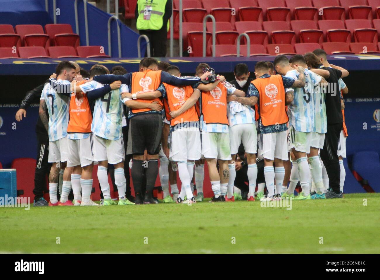 Célébratio Sieg Argentinien während des Halbfinalspiels Copa America 2021 zwischen Argentinien und Kolumbien am 6. Juli 2021 im Estádio Nacional Mané Garrincha in Brasilia, Brasilien Foto Laurent Lairys / DPPI Stockfoto