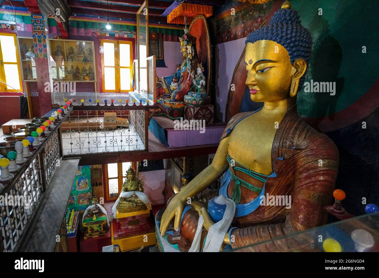 Manali, Indien - 2021. Juni: Himalayan Nyingmapa Gompa ist ein buddhistisches Kloster, das sich am 26. Juni 2021 in Manali in Himachal Pradesh, Indien, befindet. Stockfoto