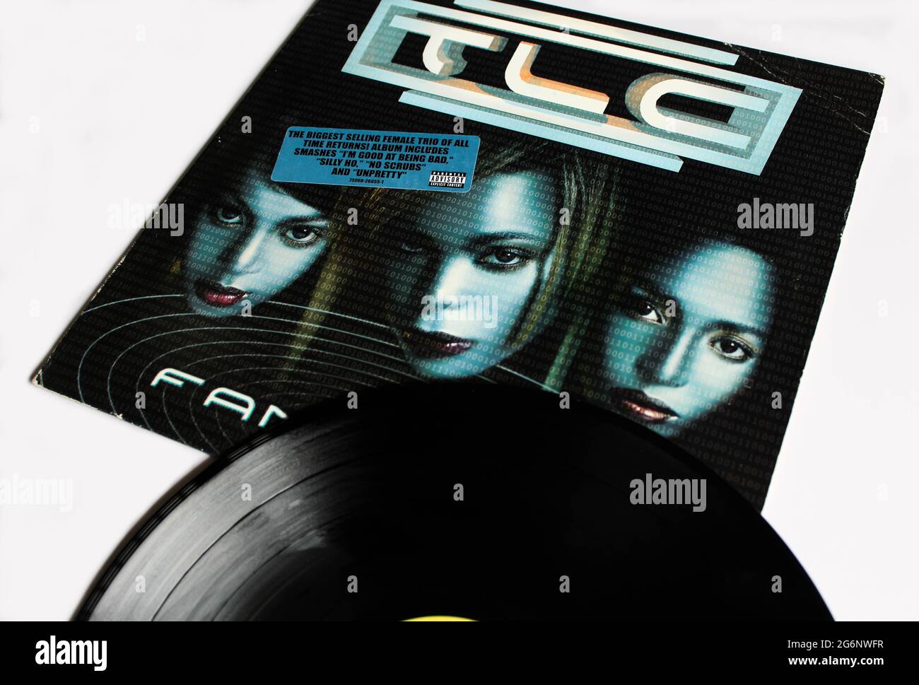 R&B-Gruppe, TLC-Musikalbum auf Vinyl-Schallplatte. Titel: Fan Mail Albumcover Stockfoto