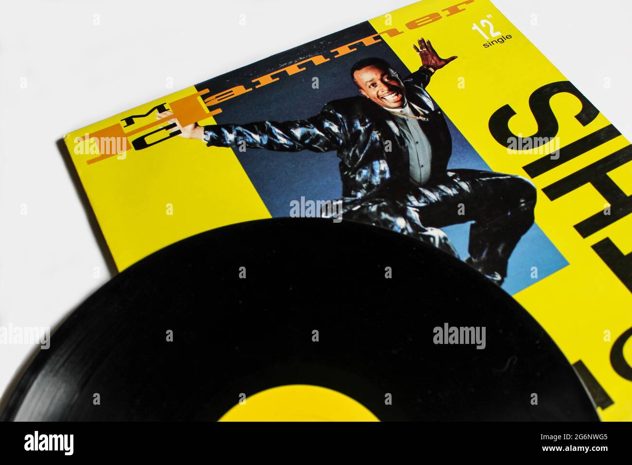 Hip-Hop- und Pop-Rap-Künstler, MC Hammer-Musikalbum auf Vinyl-Schallplatte. Titel: U kann dieses Albumcover nicht berühren Stockfoto