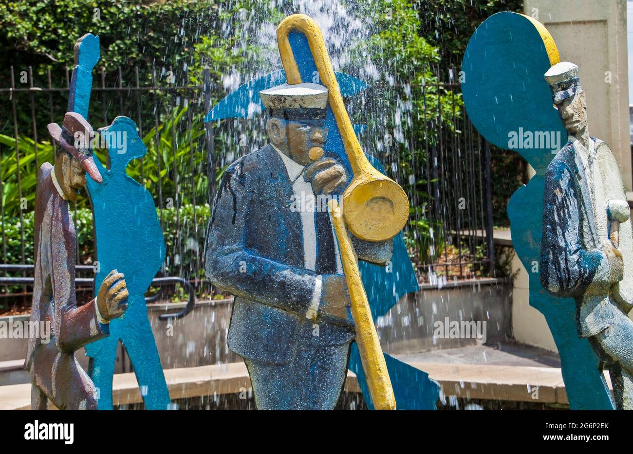 Skulptur von Jazzmusikern im Jazz National History Park. New Orleans, Louisiana, USA Stockfoto