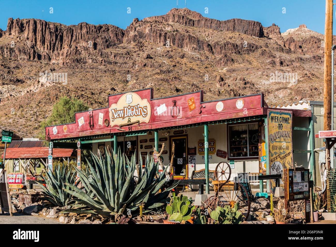 Old Gift Shop an der Route 66, Oatman, Arizona, USA Stockfoto