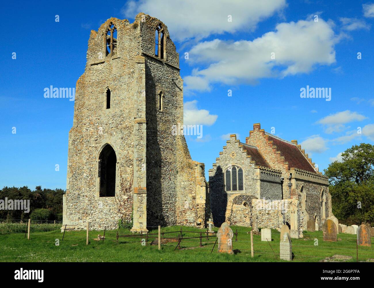 Barningham, Norfolk, teilweise ruiniert, mittelalterlich, Pfarrkirche, Architektur Stockfoto
