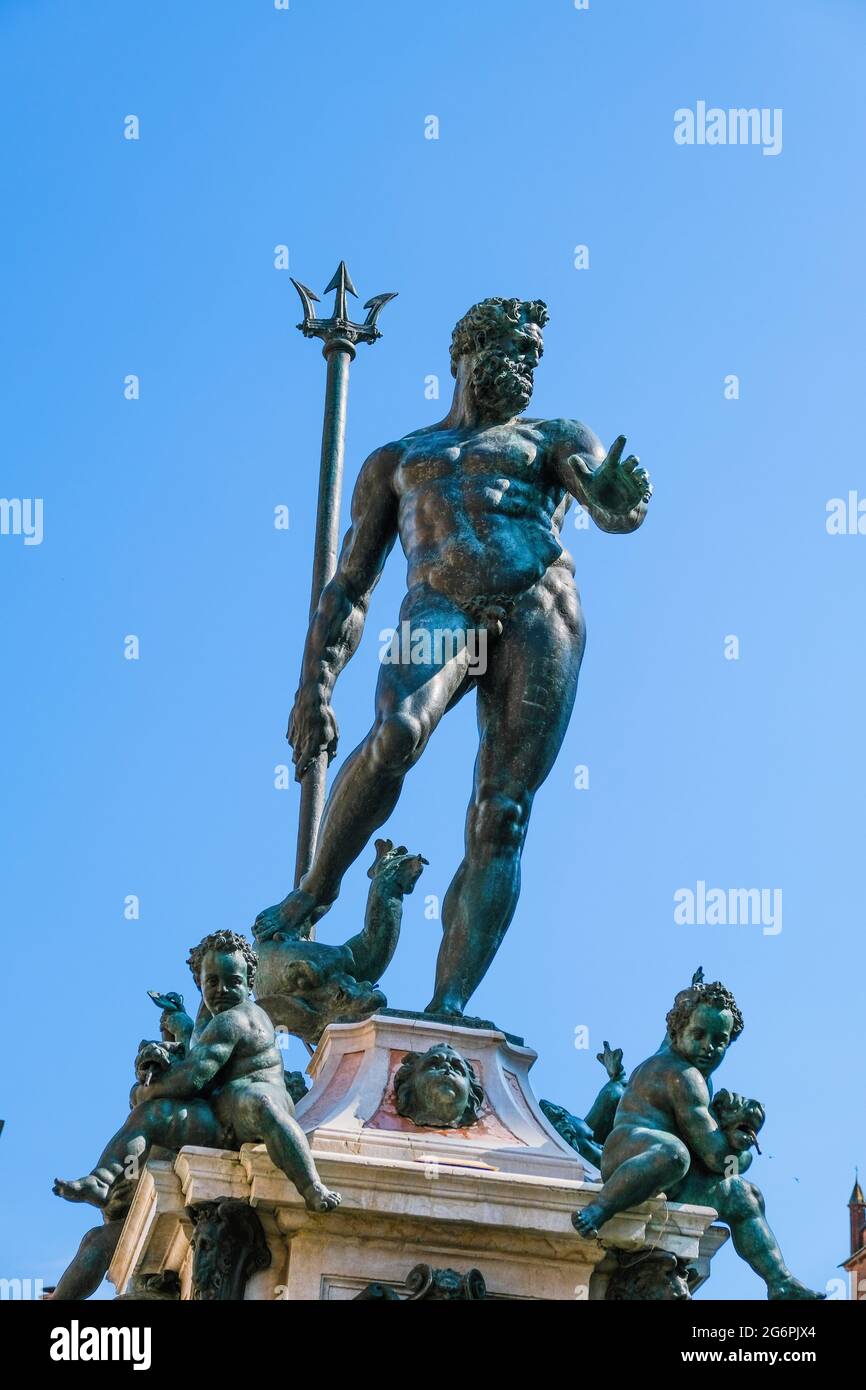 Der Neptunbrunnen in Bologna Italien Stockfoto