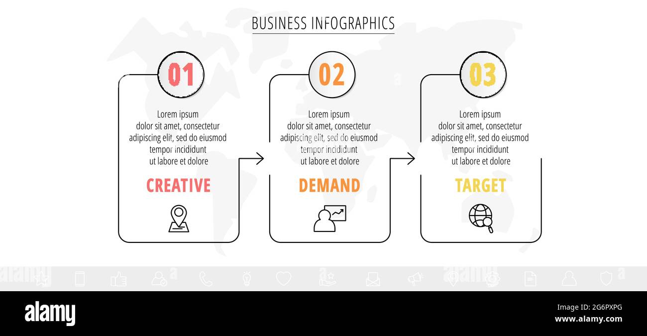 Infografik-Pfeile Für Vektorgrafiken. Geschäftslinikonzept Mit 3 ...
