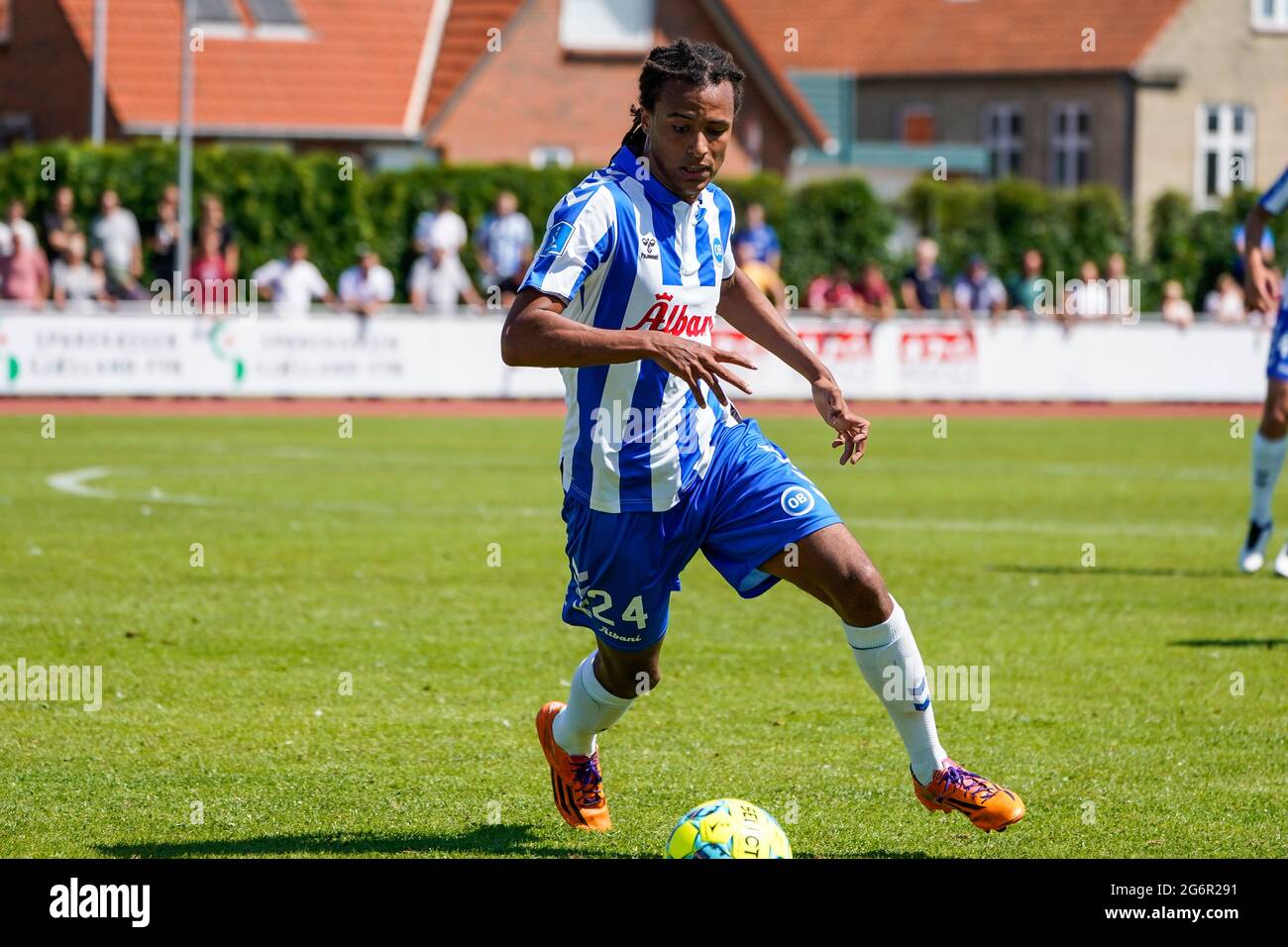 Nyborg, Dänemark. Juli 2021. Robin Ostrom (24) von ob während eines Testmatches zwischen Odense Boldklub und Broendby IF im Nyborg Idraetspark in Nyborg. (Foto: Gonzales Photo/Alamy Live News Stockfoto