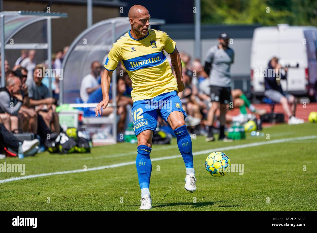 Nyborg, Dänemark. Juli 2021. Michael Lumb (12) von Broendby, WENN er während eines Testmatches zwischen Odense Boldklub und Broendby IF im Nyborg Idraetspark in Nyborg gesehen wurde. (Foto: Gonzales Photo/Alamy Live News Stockfoto