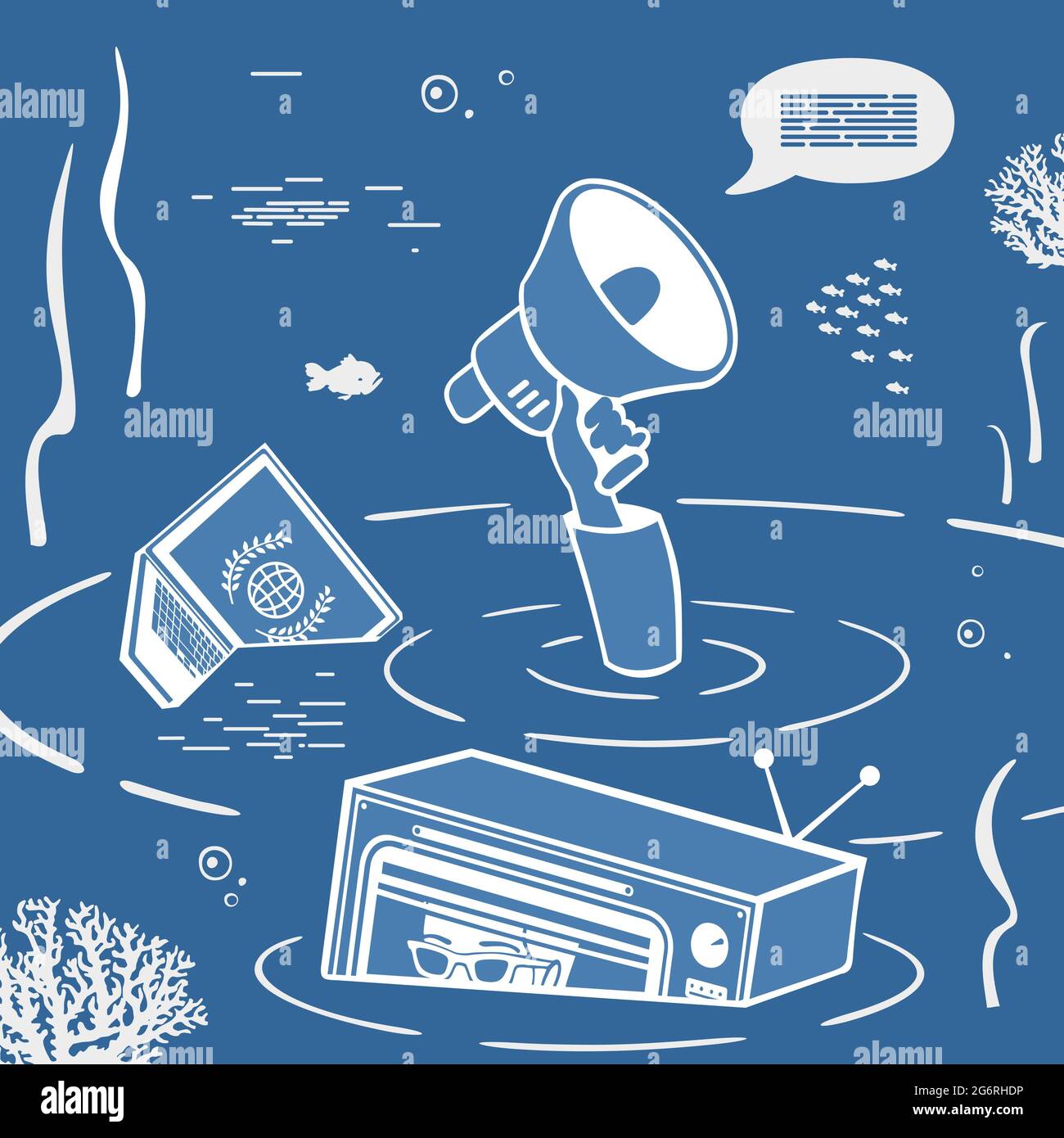 Vektor-Illustration Hand Halten Lautsprecher Stockfoto