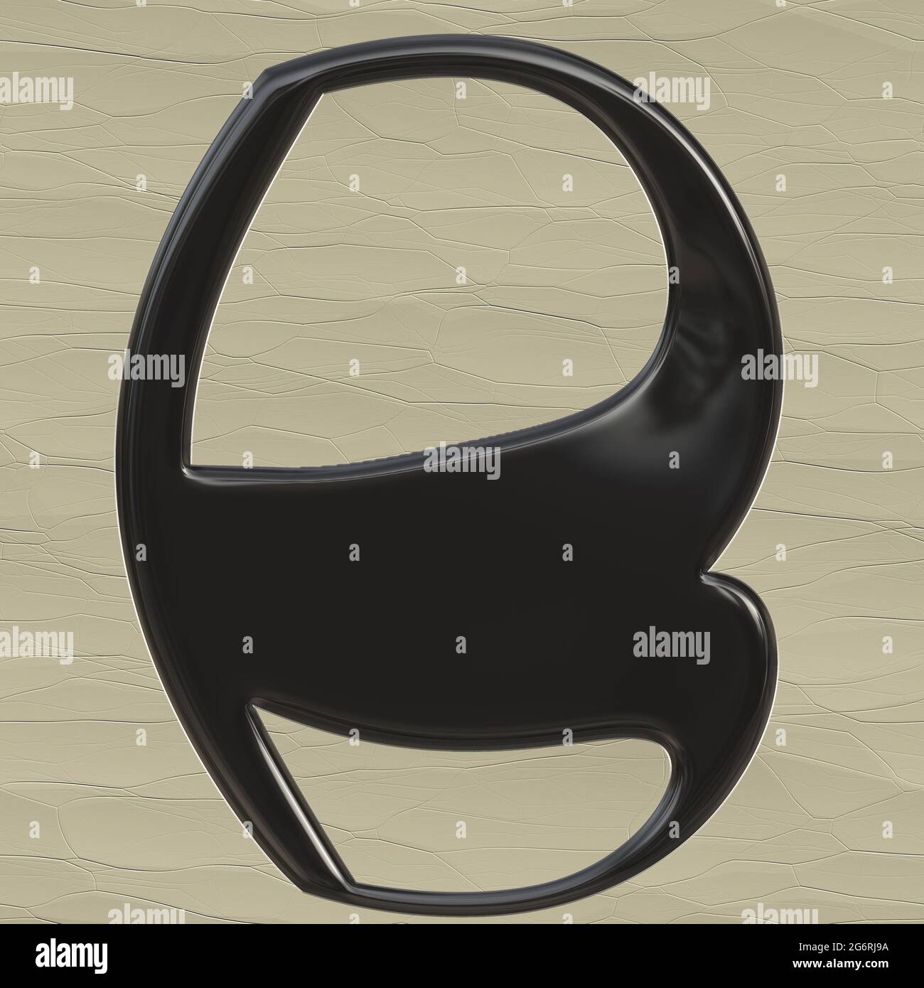 Grafik mit schwarz lackiertem Hochglanz-Großbuchstaben B als Monogramm Stockfoto
