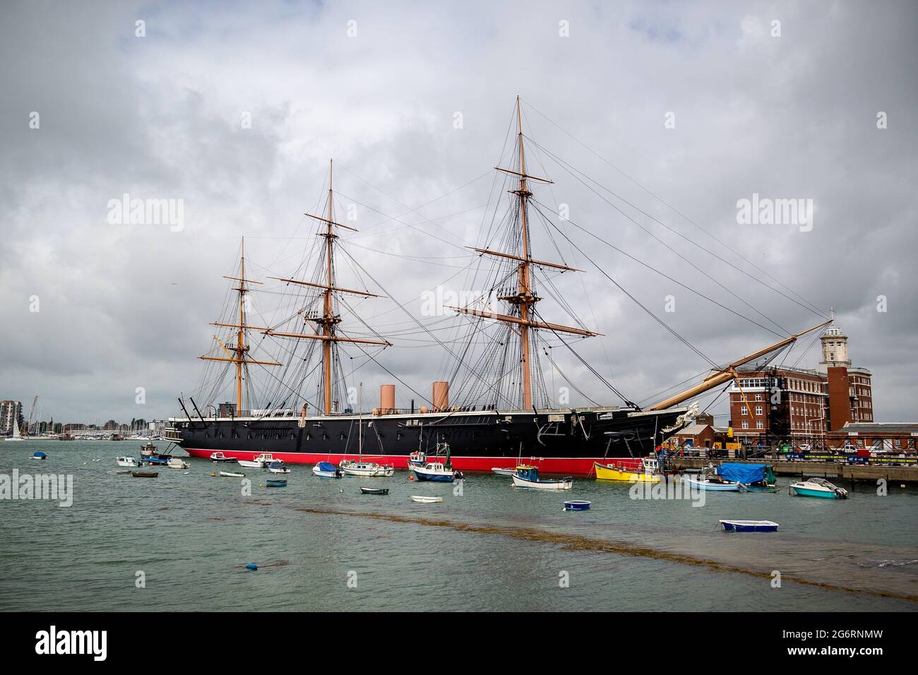 HMS Warrior wurde im Hafen von Portsmouth geboren Stockfoto