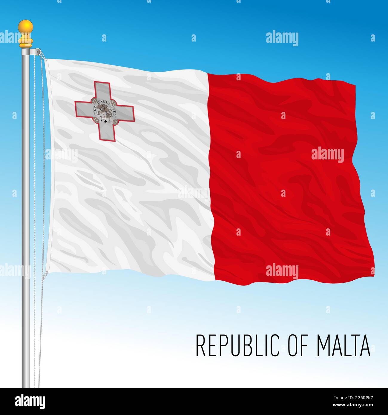 Malta offizielle Nationalflagge, Europäische Union, Vektorgrafik Stock Vektor