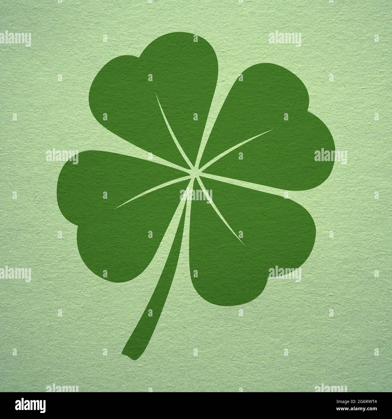 Illustration des St. Patrick's Day Green Lucky Kleeblatt auf strukturiertem Papier Stockfoto
