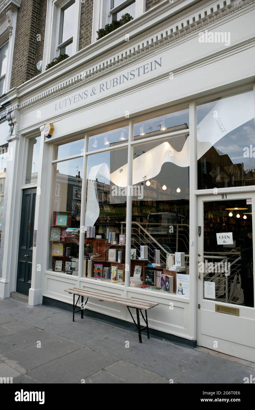 Lutyens und Rubenstein Bookshop in Londons Notting Hill. Stockfoto