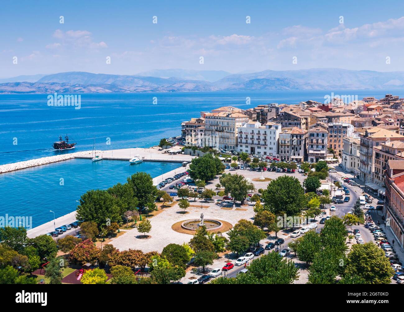 Korfu, Griechenland. Panoramablick auf das venezianische Viertel, Korfu-Stadt, Kerkyra. Stockfoto