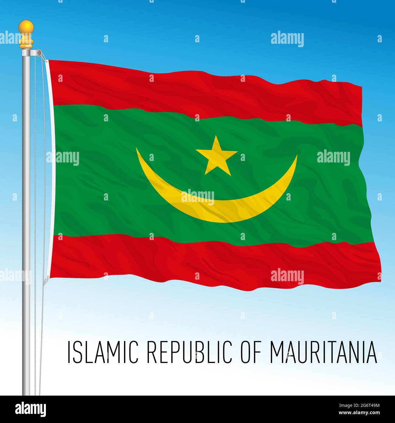 Mauretanien offizielle Nationalflagge, afrikanisches Land, Vektorgrafik Stock Vektor