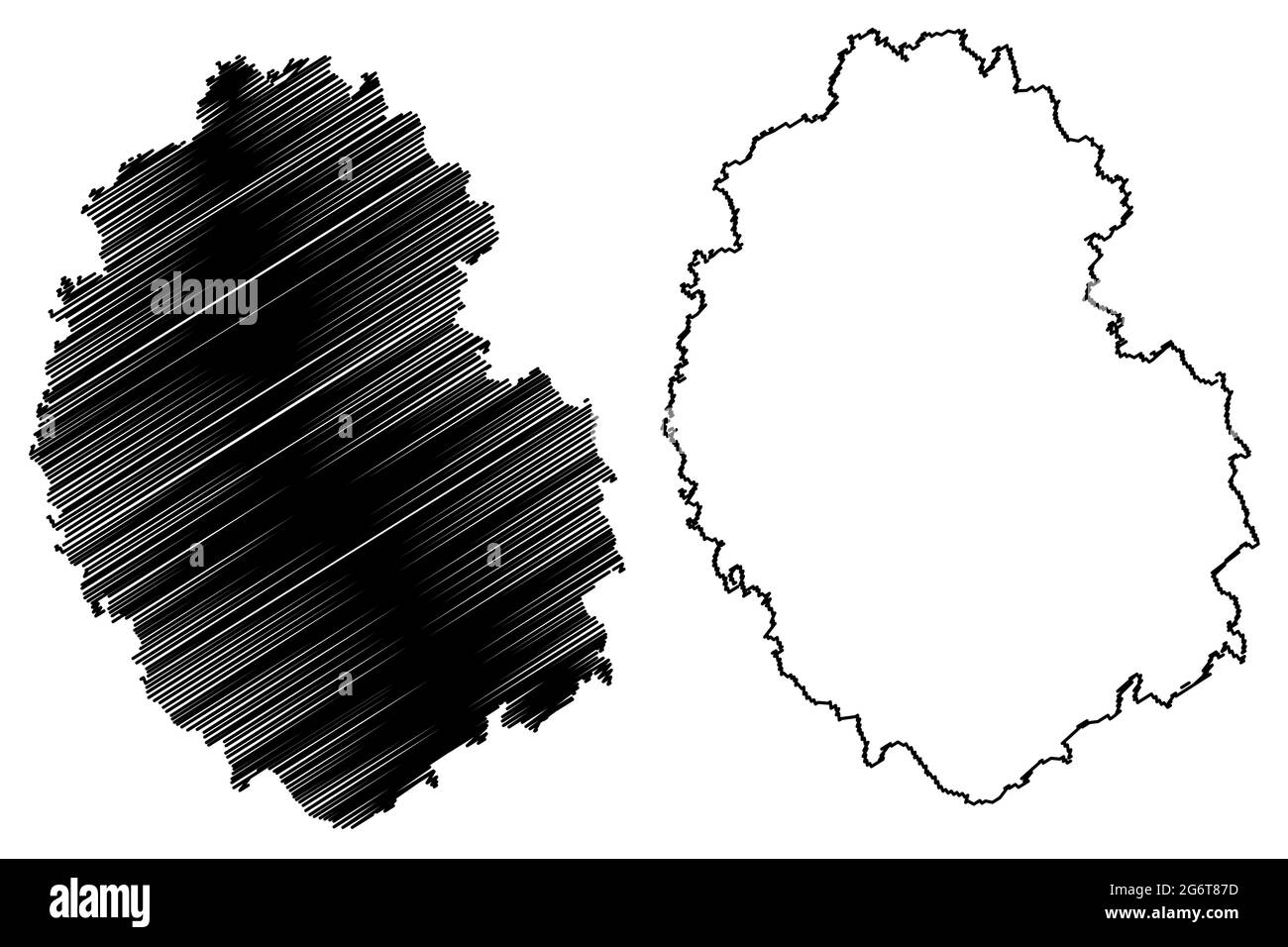 Kreis Bitburg-Prum (Bundesrepublik Deutschland, Land Rheinland-Pfalz) Kartenvektordarstellung, Scribble-Skizze Eifelkreis Bitburg Prum ma Stock Vektor