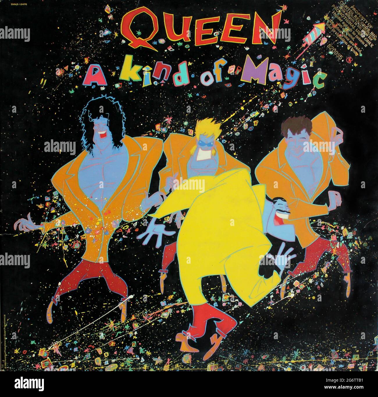 Hard Rock, symphonische Rock- und Popband, Queen-Musikalbum auf Vinyl-LP-Schallplatte. Titel: A Kind of Magic Album Cover Stockfoto