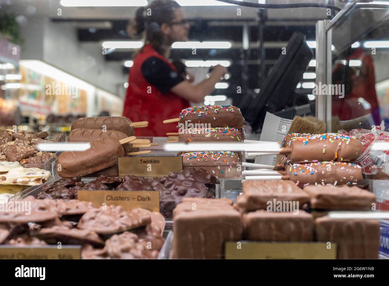 Phillipsburg, Missouri - Redmon's Candy Factory, ein großes Süßwarengeschäft, das für Reisende im Südwesten von Missouri stark beworben wird. Stockfoto