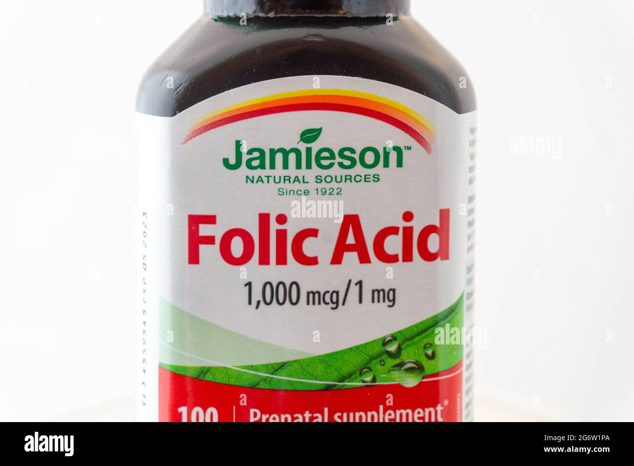 Jamieson Natural Sources Folsäure 1 mg in Plastikflasche Stockfoto