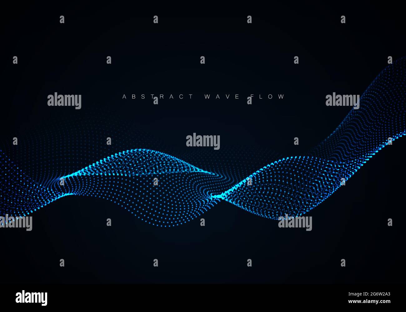 Welle von Partikeln. Futuristische blaue Punkte Hintergrund mit einer dynamischen Welle. Big Data. Stock Vektor