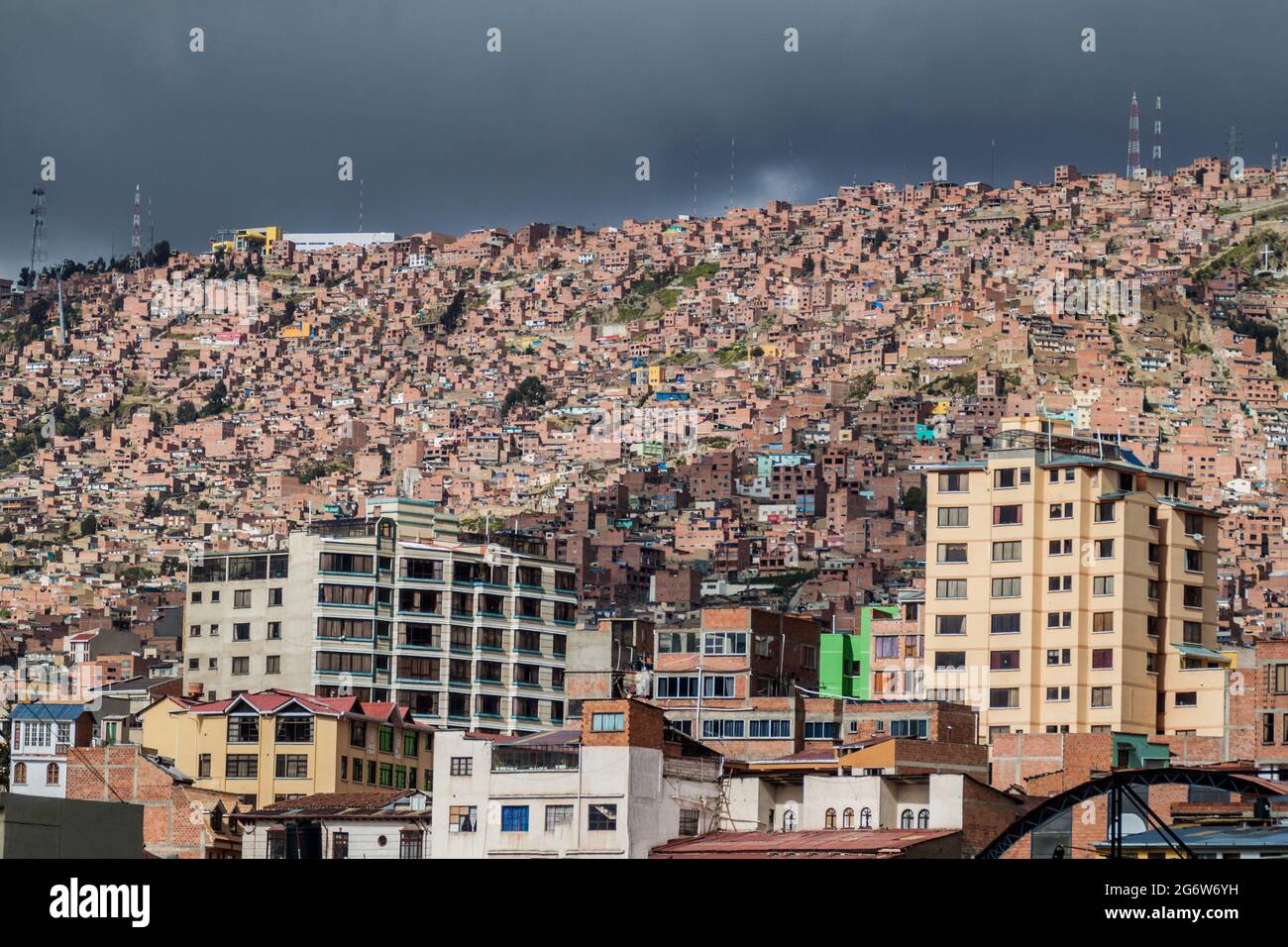 Häuser von La Paz, Bolivien. Stockfoto