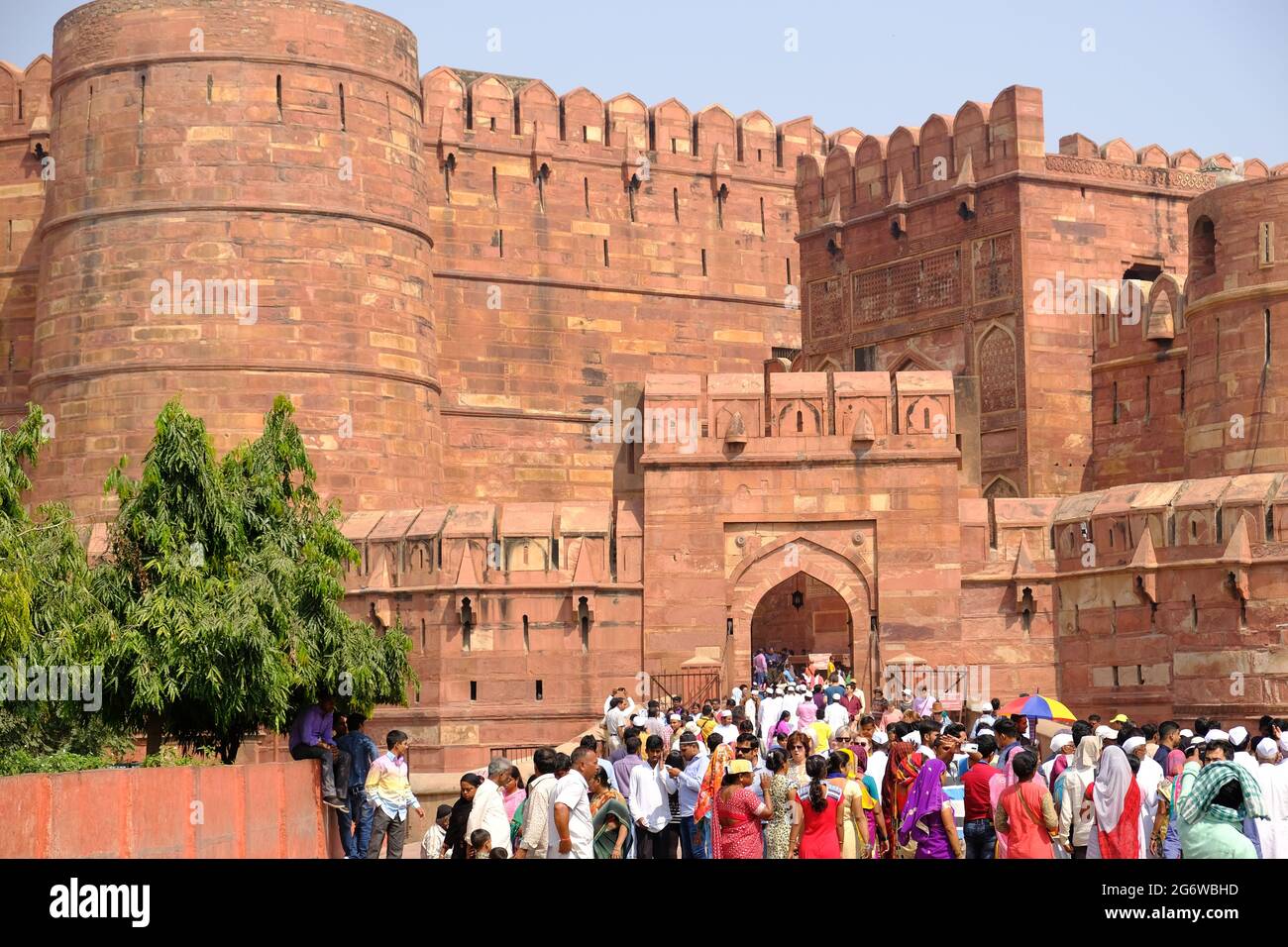 India Agra - Agra Fort Eingang roten Sandstein Fort Komplex Stockfoto