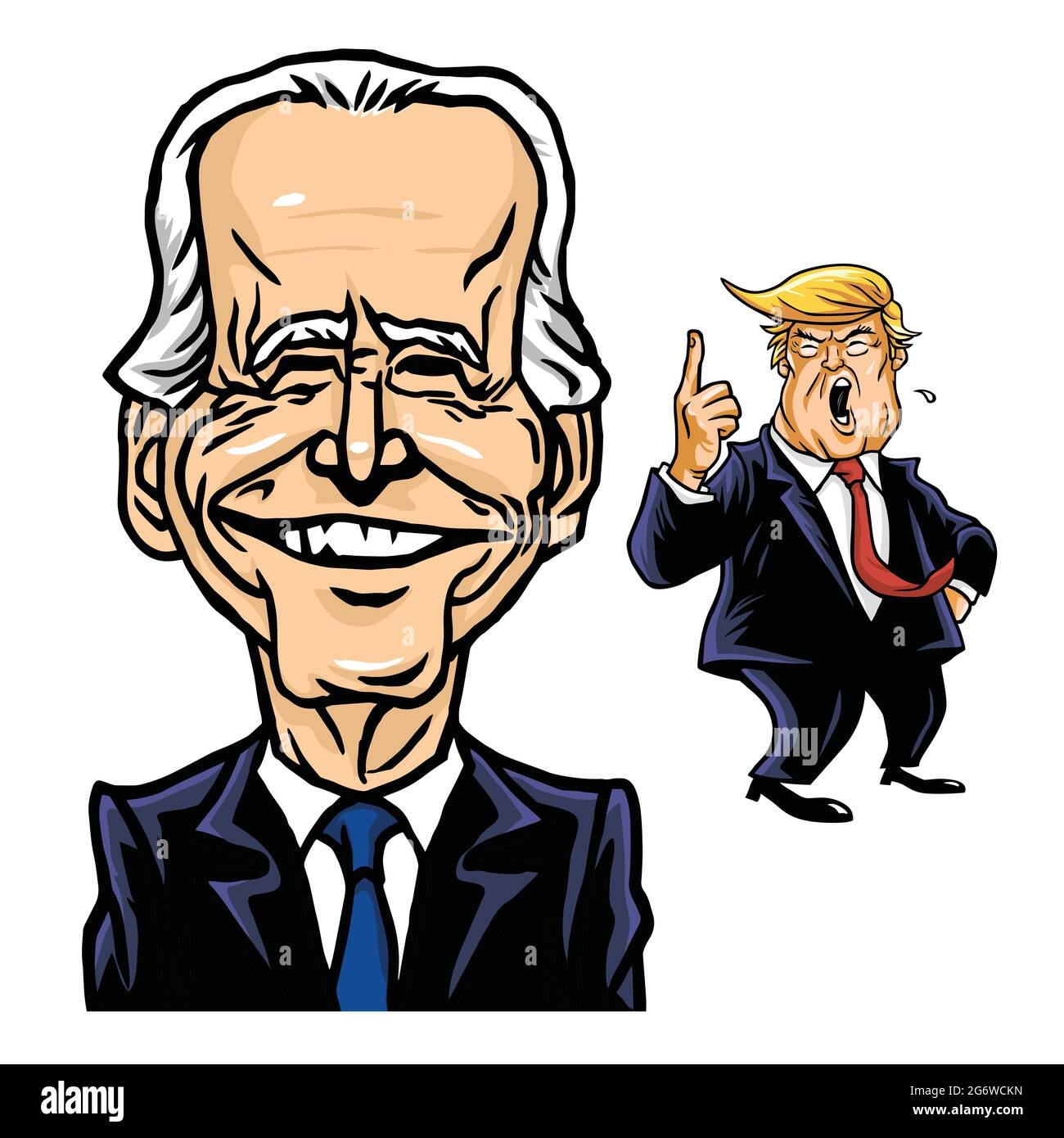 Joe Biden zum Präsidenten der USA gewählt, mit Donald Trump Mad feuerte Hintergrund Cartoon Karikatur Vektor Zeichnung Illustration. Washington, 11. November 202 Stock Vektor