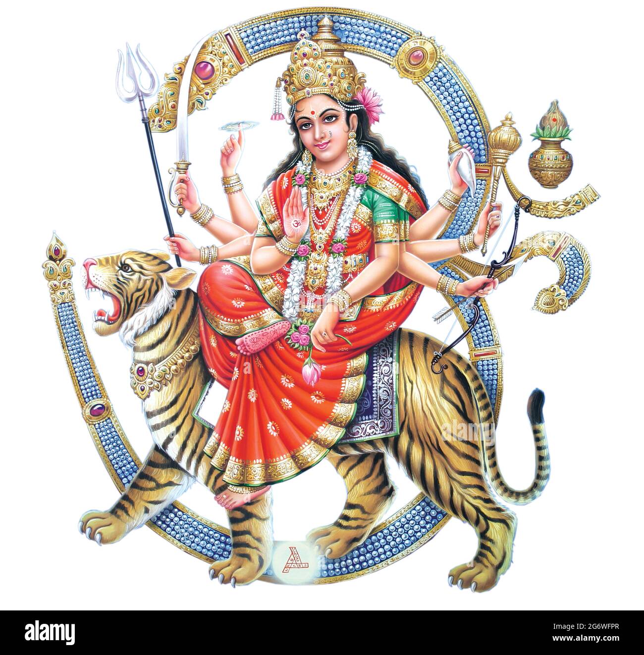 Jai Mata Di, Göttin Durga Stock Fotografie aus einer Druckerei Stockfoto