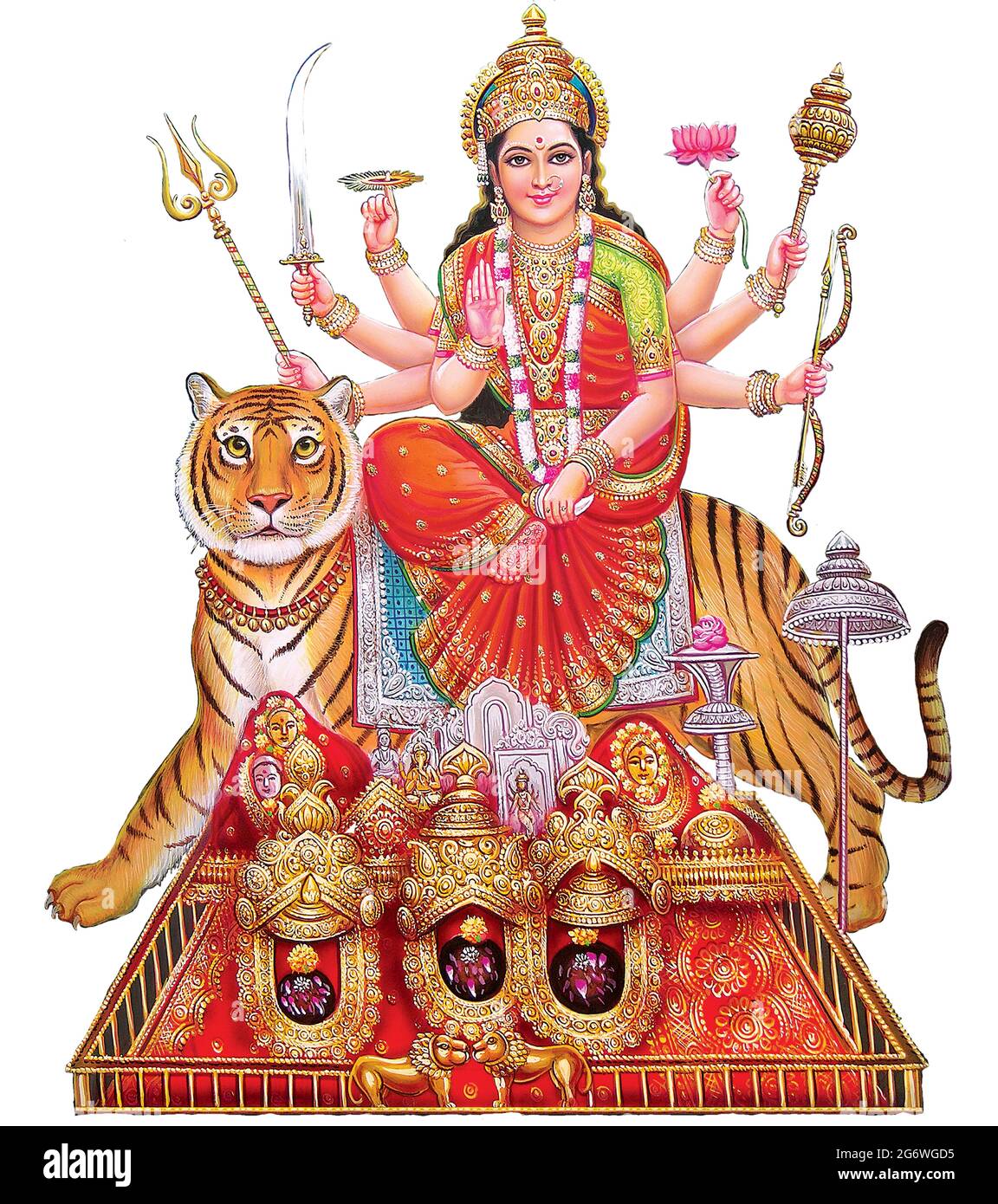 Jai Mata Di, Göttin Durga Stock Fotografie aus einer Druckerei Stockfoto