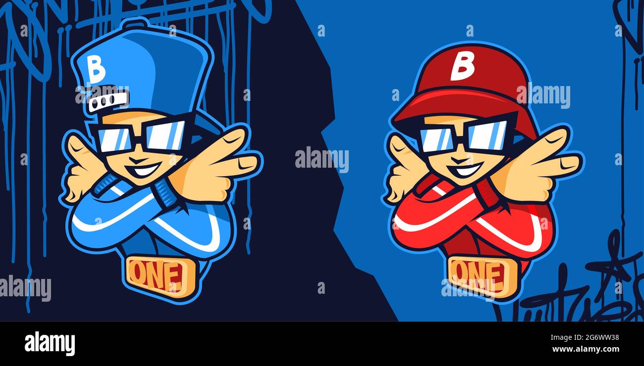 Bunte Urban Streetart Graffiti-Stil Bboy Tänzer Charakter Vektor Illustration Kunst Stock Vektor