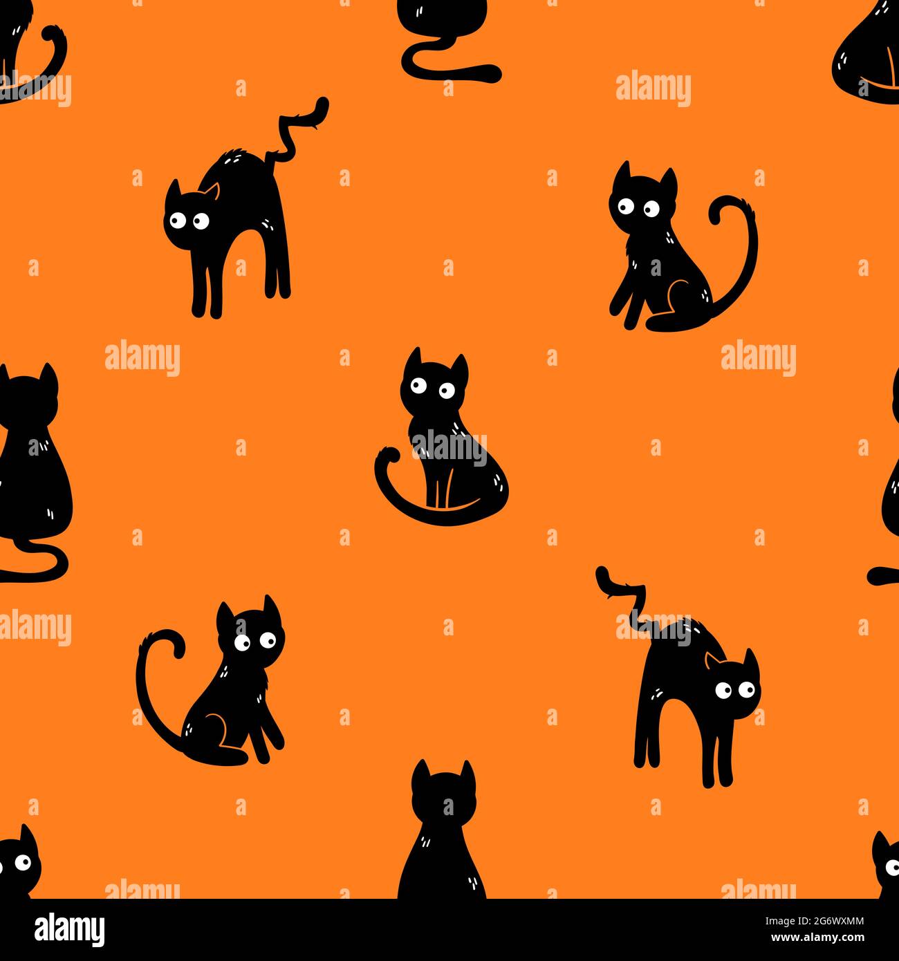 Spaß handgezeichnete Katzen, niedliche halloween nahtlose Muster, toll als Hintergrund, Textilien, Banner, Tapeten, Umhüllung - Vektordesign Stock Vektor