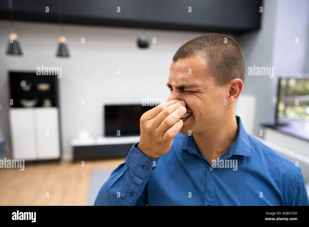 Schlechter Geruch Oder Geruch Von Der Klimaanlage Im Haus Stockfoto