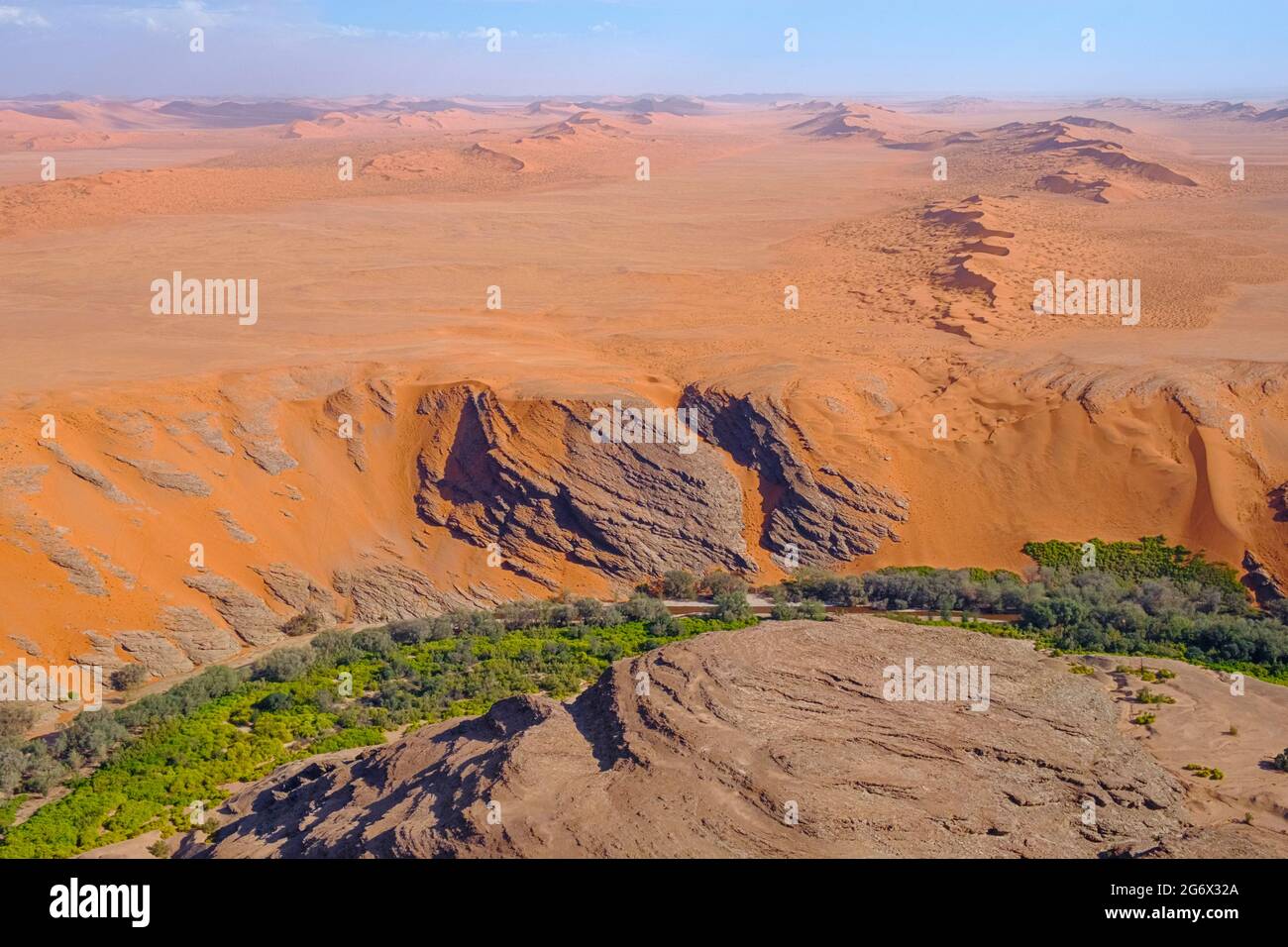 Skeleton Coast Luftaufnahme des Kuiseb River. Namibia, Afrika Stockfoto