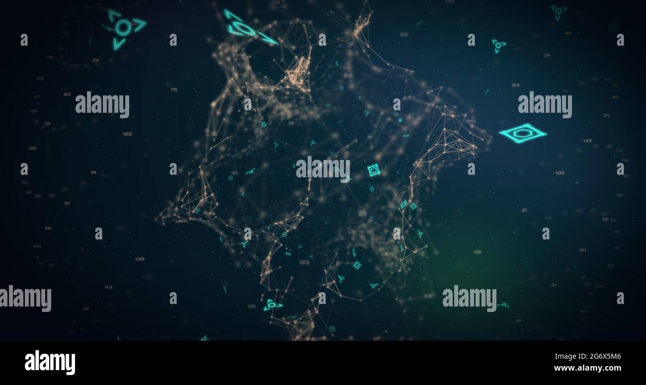 QR-Code-Scanner vor blauem Hintergrund Stockfoto