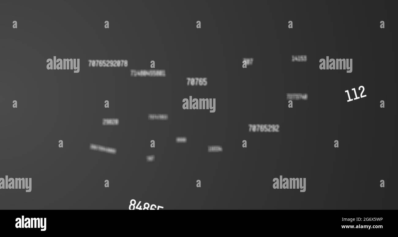 Die Anzahl der Zahlen ändert sich in einem rasanten Tempo und bewegt sich in einem riesigen leeren Raum vorwärts Stockfoto