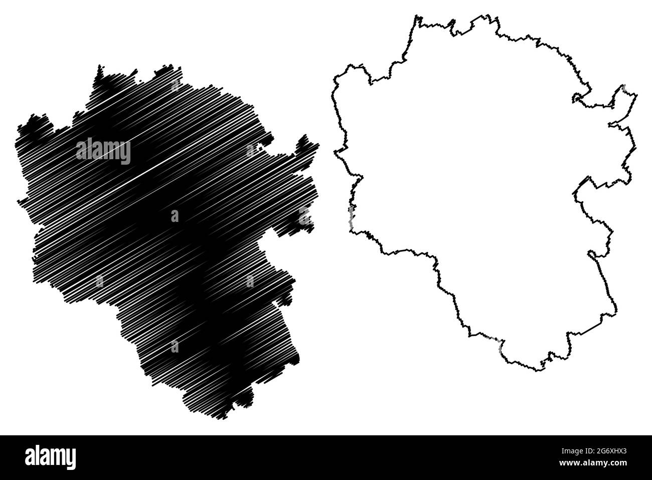 Landkreis Cochem-Zell (Bundesrepublik Deutschland, Land Rheinland-Pfalz) Kartenvektordarstellung, Scribble-Skizze Cochem Zell-Karte Stock Vektor