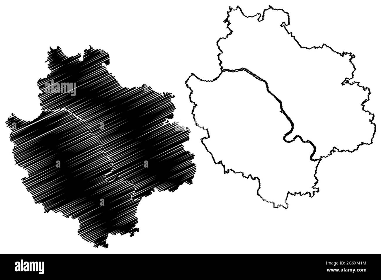 Landkreis Deggendorf (Bundesrepublik Deutschland, Landkreis Niederbayern, Freistaat Bayern) Kartenvektordarstellung, Scribble-Skizze Deggen Stock Vektor